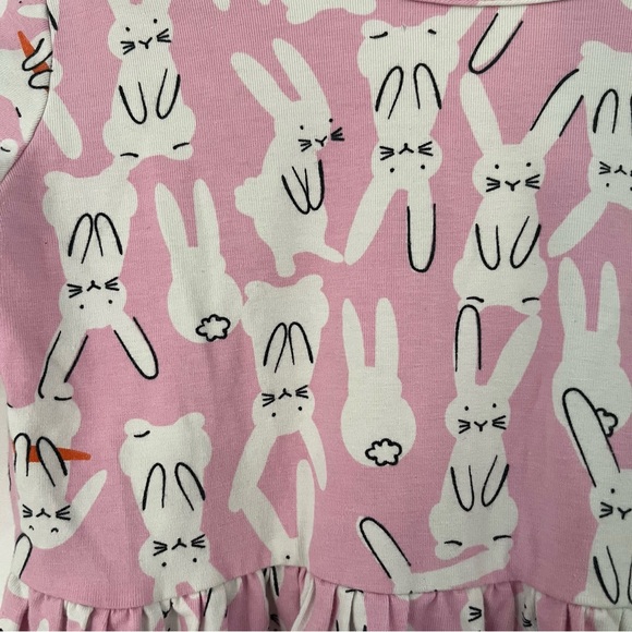 Hanna Andersson 8 130cm Tiered Skater 0293 Happy Bunny On Pink Dress - Picture 9 of 9